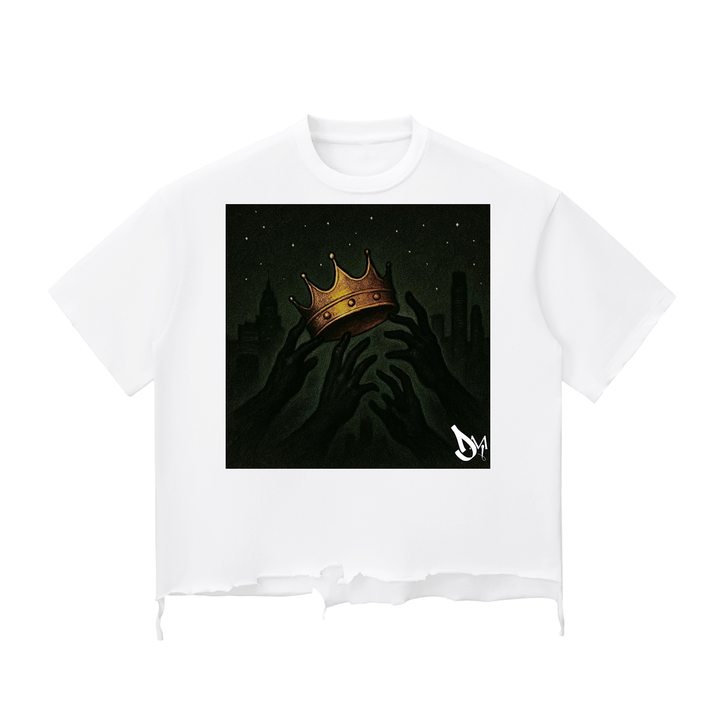 Crowns Signature Snow Wash Raw-Hem Boxy T-shirt