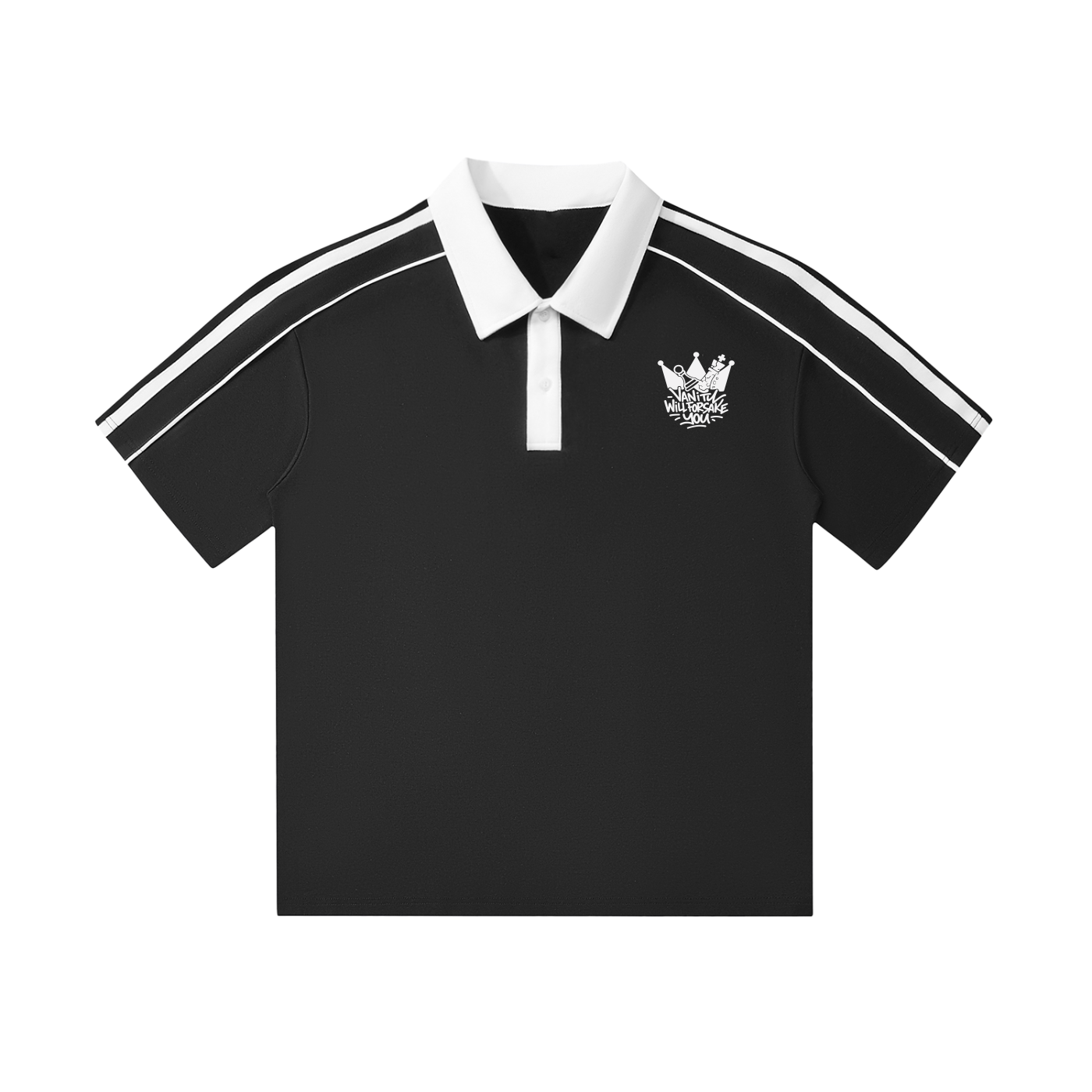 Vanity Will Forsake You Contrast Collar Short-Sleeve Polo Shirt