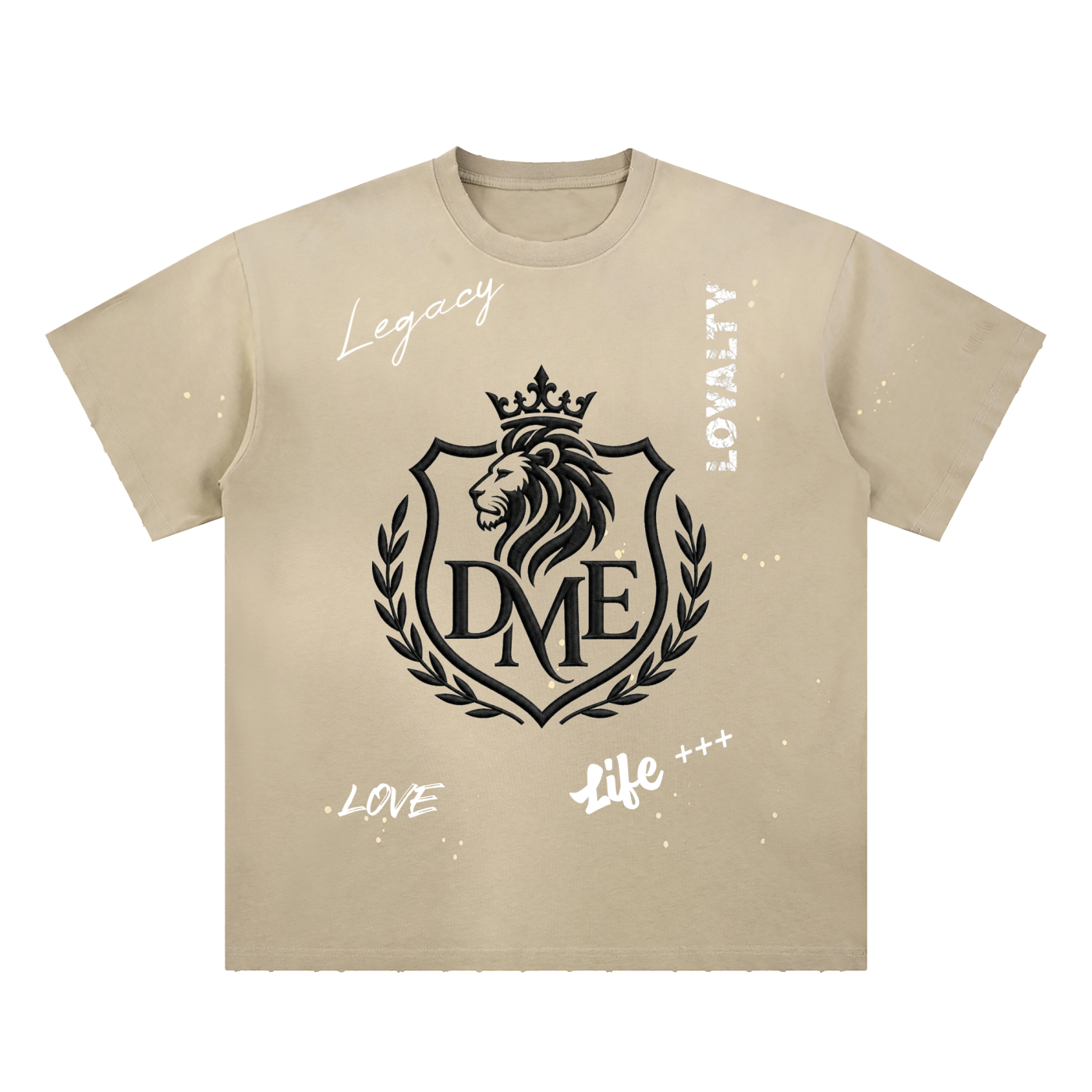 DME Lionhearted Hand-Frayed Sunfade Paint Splatter T-Shirt
