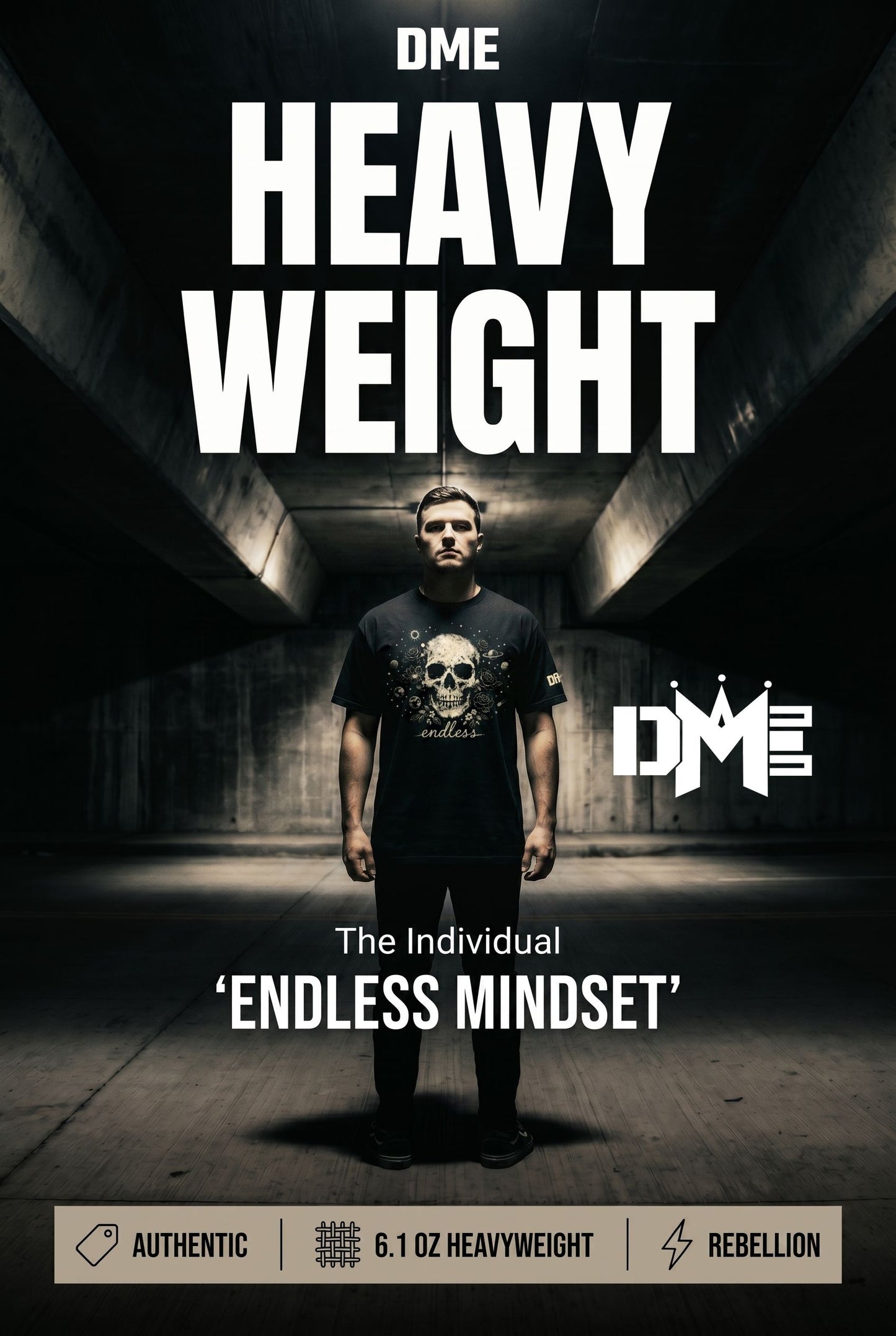 Endless DME Bleach Effect Unisex garment-dyed heavyweight t-shirt