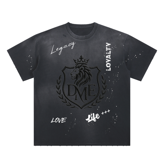 DME Lionhearted Hand-Frayed Sunfade Paint Splatter T-Shirt