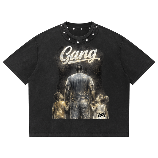 DME Gang Unisex Washed Boxy Studded T-Shirt