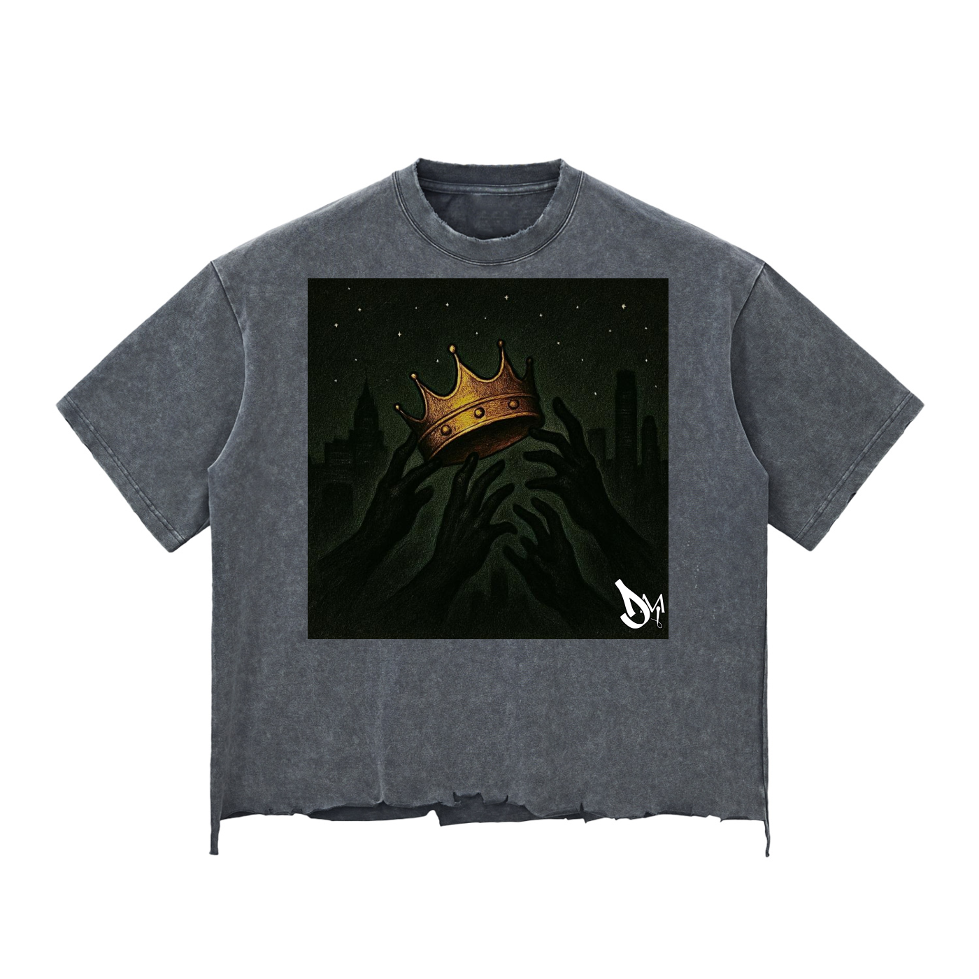 Crowns Signature Snow Wash Raw-Hem Boxy T-shirt
